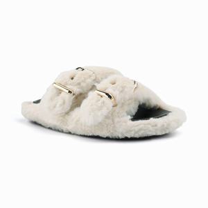 Nine West Plush Cozy Flat Slippers - Beige - Ireland (KN1075346)